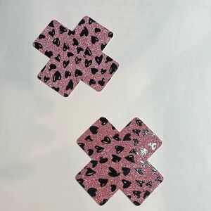 Pink Leopard Heart Print Pasties NWT